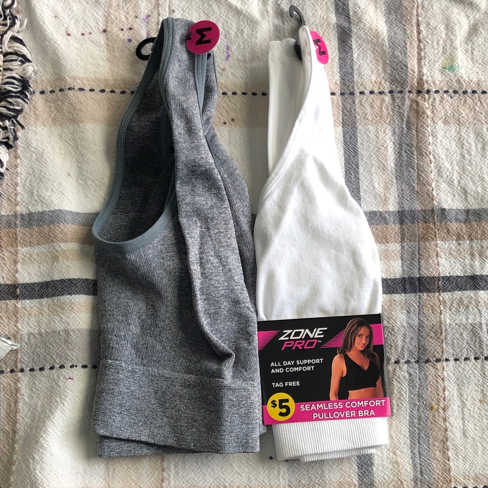 Zone Pro Seamless Pullover Bras in White & Heather Gray